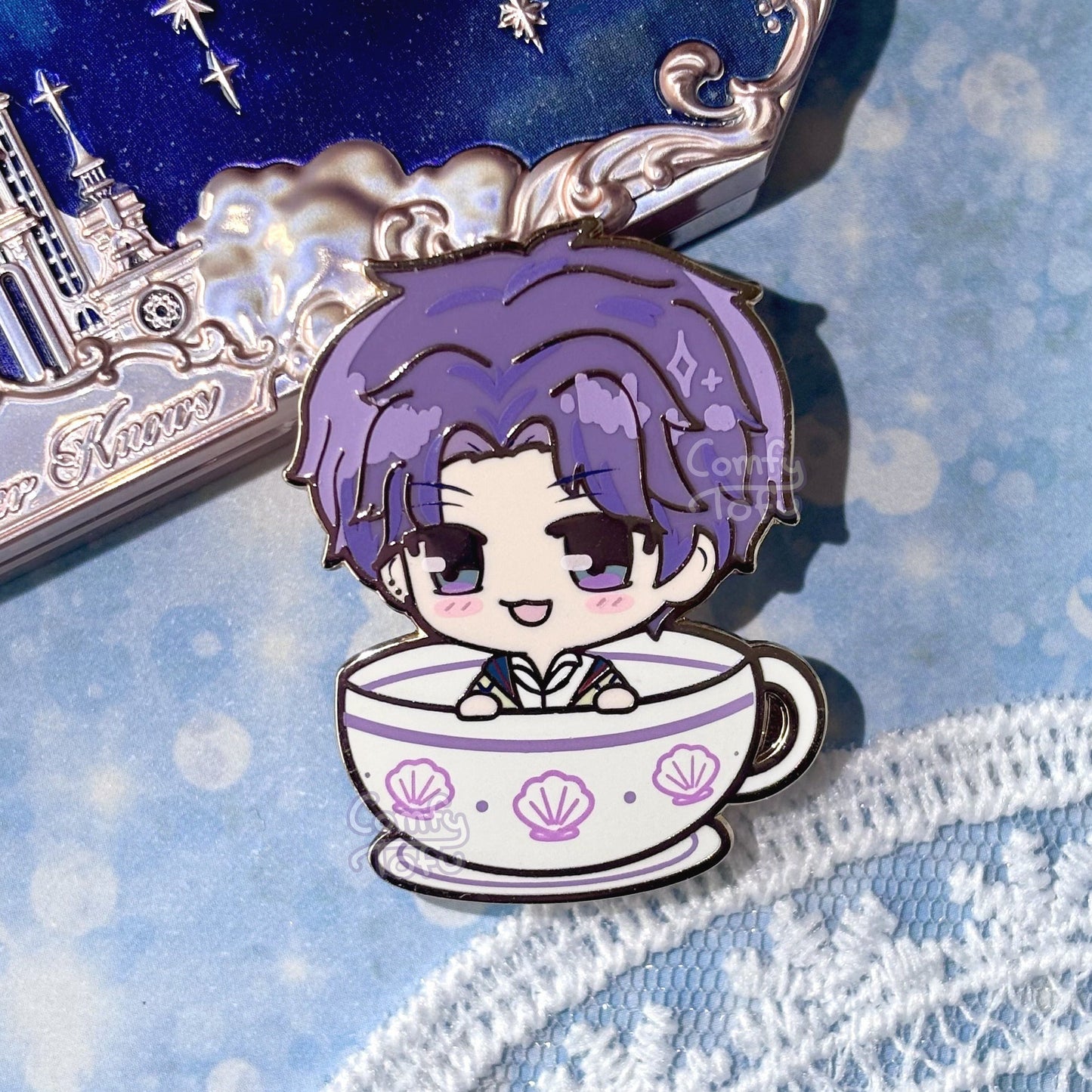 Fishy Artist - Kitty Tea Cup LADS Pin